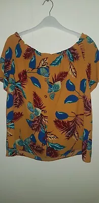 Womens Dorothy Perkins Mustard Floral Top Size 14 • £1