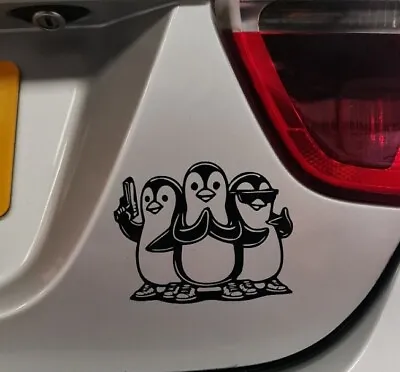 Penguis Gangster Decal Sticker Car Van Bike Bumper Window Laptop Cartoon Funny  • £2.29