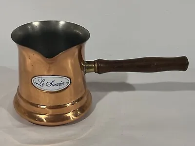 Vintage Turkish Coffee Pot Copper And Brass Wood Handle • $36.99