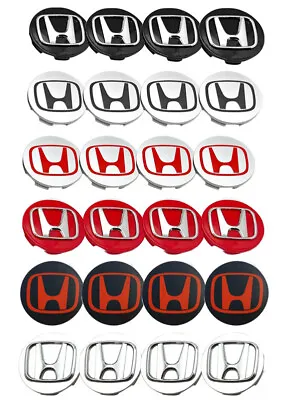 Set Of 4 Wheel Rim Center Caps Silver/Black/Red /Chrome Honda Logo 69MM/2.75 • $12.39