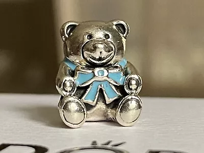 Pandora Baby Boy Teddy Bear Blue Ribbon V. Good S925 ALE • £20