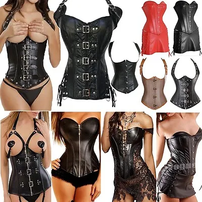 Sexy Gothic Bustier Corset Lace Up Women Boned Top Steampunk Basque Lingerie UK • £12.79