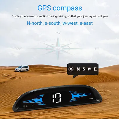 Universal Digital GPS Speedometer Car HUD Head Up Display Speed Overspeed Alarm • £18.96
