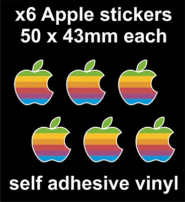 £2 • Buy 6 X Retro Apple Logo Pc Stickers Office MacBook Laptop Toolbox Car Decal