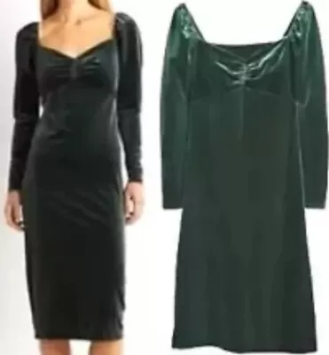 £130 • BODEN • Green Velvet Sweetheart Midi Dress Sz 8 UK. BNWT. #V • £45