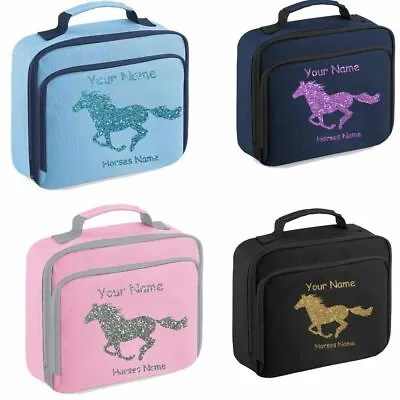 Personalised Horse 4 Designs Glitter Print Cooler Bag Insulated BPA Free • £14.99