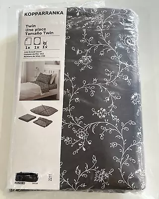 Ikea KOPPARRANKA Twin Sheet Set Gray Floral Patterned (Pillowcase Not Included) • $35.86