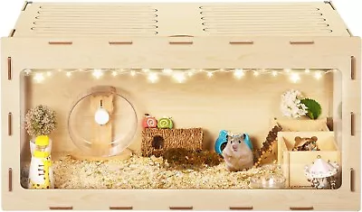 Solid Wood Ventilation Pet Box Hamster Wooden Platform Hamster Habitat • $42.99