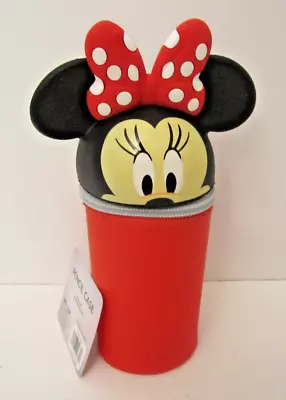 NEW  Minnie Mouse Pencil Case Round Silicone Disney 7.75  High • $9.50