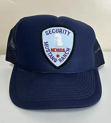 Vintage Security Mustang Ranch Nevada Trucker Hat NWOT Navy Blue • $24.99