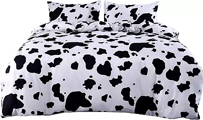 3 Pcs Milk Cow Print Stuff Bedding Comforter Set Queen With 2 Pillowcases • $27.19