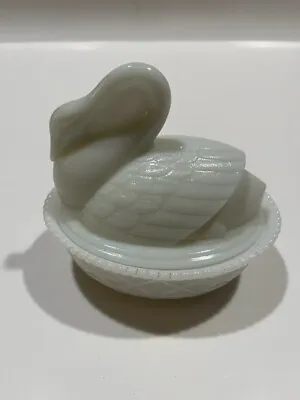 Westmoreland White Milk Glass Swan On Nest Trinket Candy Dish **READ*** • $33.25