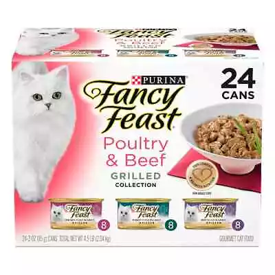 Fancy Feast Poultry & Beef Grilled Wet Cat Food Variety Pack Adult 24 Can 85g • $41.45