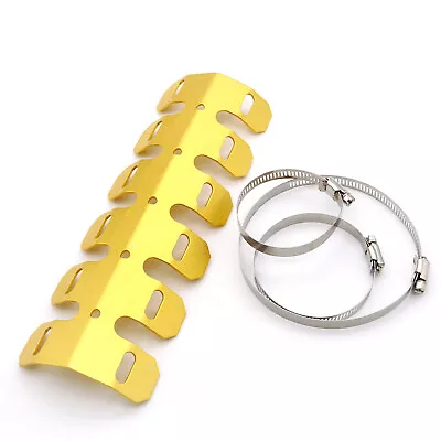 Motorcycle Exhaust Muffler Pipe Heat Shield Cover Heel Guard Dirt Bike Gold • $12.98