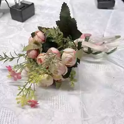 Vintage Flower Bouquet Of Peach Blush Pink And Butter Colored Flowers • $20