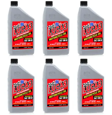 Lucas 10716 Synthetic 10W50 High Performance Motorcycle Oil; 6 - 1 Qt Bottles • $78.95