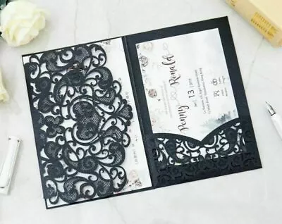 10Pcs Hollow Floral Lace Laser Cut Wedding Party Invitation Card Envelopes • £13.19