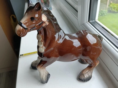 £2.99 • Buy Shire Horse Ceramic Ornament Large Brown Figurine Statue Vintage