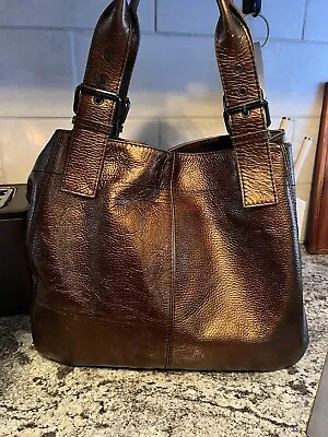 Maurizio Taiuti Italy Bronze Leather Tote Large Shoulder Bag • $35