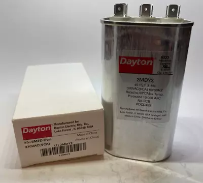 DAYTON 45/5 MFD 370 VAC Dual Motor Run Capacitor - Oval - 45/5 Uf 370 VAC - • $12.25