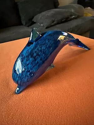 Hand Blown Blue & Black Murano Dolphin No Chips No Cracks • $25