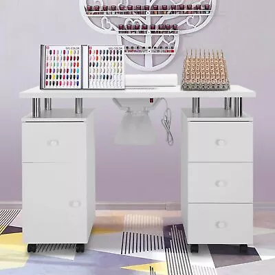 Pro Manicure Table Nail Desk Beauty Salon W/Cabinet +Drawer+Wheel+Dust Collector • $189.99