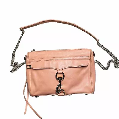 Rebecca Minkoff Mini MAC Crossbody Leather Bag Peach Gold Hardware Purse Clutch • £46.23