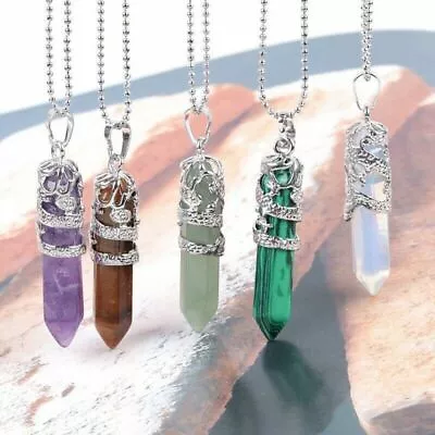 Hexagonal Natural Quartz Crystal Chakra Healing Point Pendant Necklace Jewelry • $2.53