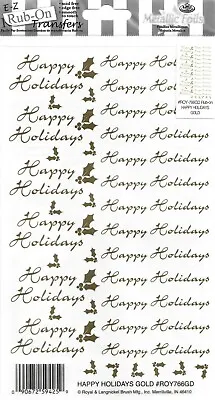 E-Z Rub-On Metallic Transfers (Happy Holidays) Cardmaking Craft Hobby  ROY766GD • £2.25