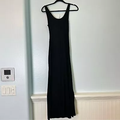 L Space Revolve Mara Dress Black Knit Open Back Side Slit Maxi Dress Size Small • $90