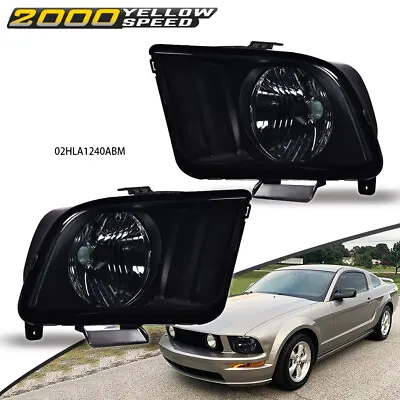 Fit For 2005-09 Ford Mustang Black Housing Headlight Smoked Lens Head Lamps L+r • $59.98
