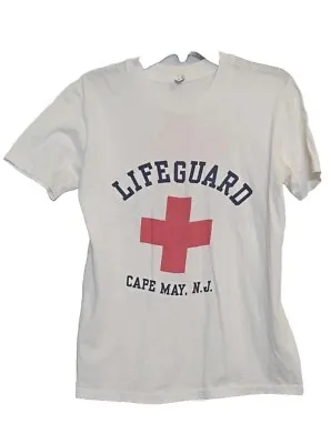 Vintage Velva Sheen Lifeguard Cape May N.j Printed T Shirt Size M • $10.80