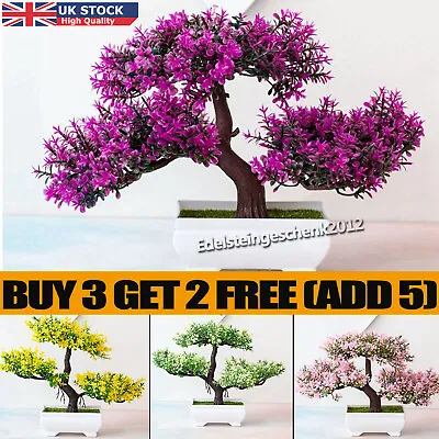 Fake Artificial Flower Potted Plant Pine Tree Bonsai In/Outdoor Garden Decor DIY • £3.43
