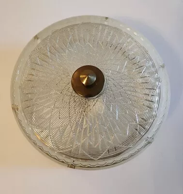 Vintage Glass Ceiling Light Fixture 10  Round Bronze 1950s/60s • $29.99