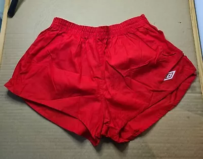 Vintage Size 6 32  81cm Unlined Cotton Red Shorts UMBRO With White Logo • £22.99