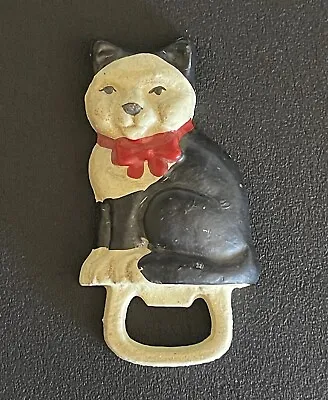 Vintage Cast Iron Black-and-White Cat Bottle Opener • $21.99