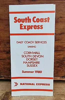 National Express South Coast Express Daily Coach Service Timetable Summer 1980 • £0.99