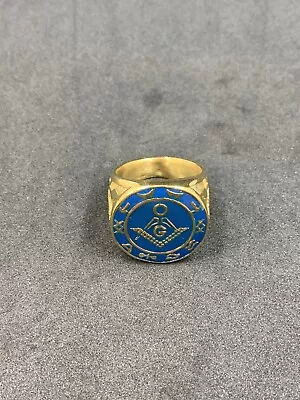 £14.99 • Buy Masonic Square And Compass Men's Ring Freemason Gold Platted G Ring 