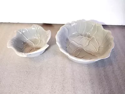 Set Of 2 Vintage Ceramic Cabbage Leaf Bowls Grey California Pottery 275B & 285B • $5.95