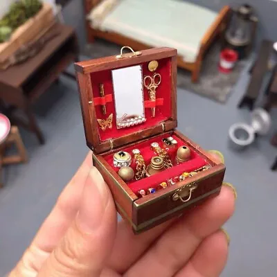 Doll Accessorie Dollhouse Miniature Wooden 1/12 Scale Vintage Luxury Jewelry Box • $9.43