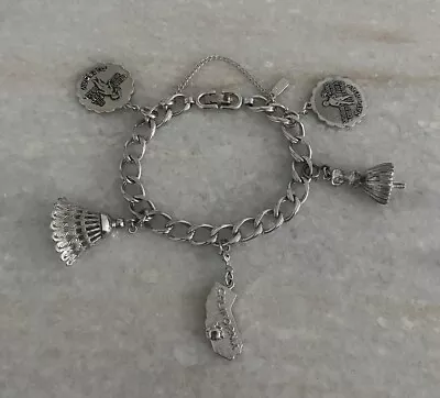 Vintage Monet Silver Tone Charm Bracelet With Charms Sarah Coventry & Monet • $25