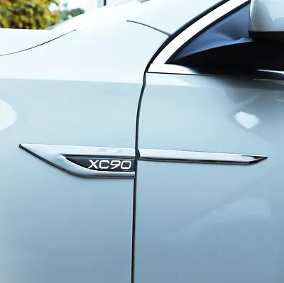 For Volvo XC90 Car Side Fender Metal Sticker Emblem Badge Logo Chrome Black 2pcs • $32.99