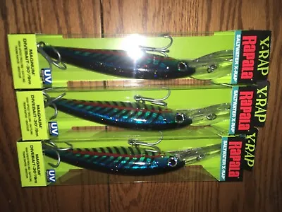 RAPALA X-RAP MAGNUM 30's=3 LIME LIGHT UV COLORED FISHING LURES=XRMAG30 • $65