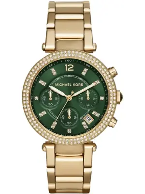 Michael Kors Women MK6263 Parker Gold Chronograph Green Dial Watch 36mm • $113.99