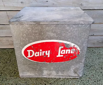 Vintage Galvanized Metal Dairy Lane Porch Milk Cooler • $59.99