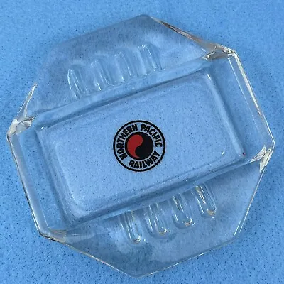 Vintage Northern Pacific Railway Clear Glass Octagon Ashtray - 5  X 5  • $18.95