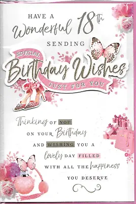 Wonderful 18th Birthday Card For Lady Female Woman Quality Card  Paper Insert • £2.99