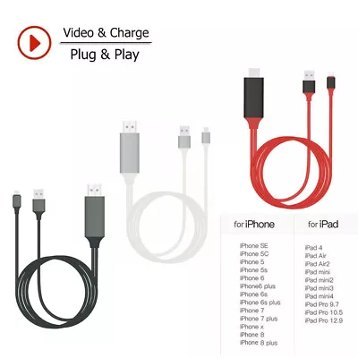 8 Pin Connect To HDMI TV AV Cable Lead Adapter For IPhone 11 12 13 14 IPad Mini • £7.99