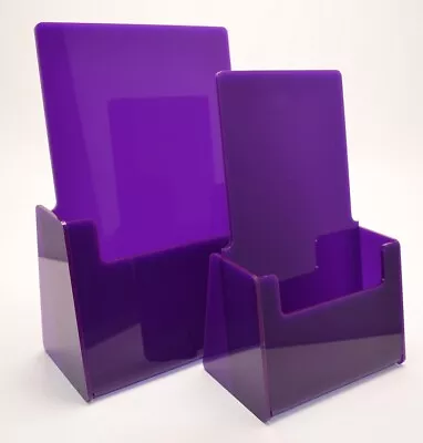 Violet Leaflet Holder Flyer Menu Counter Dispenser Business Card Holder DL A5 A4 • £14.96