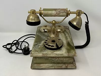 Vtg Marble Onyx Alabaster Rotary Telephone Dial Phone W/ Double Bells Untested • $150